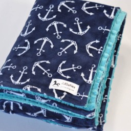 Personalized Baby Blanket-Anchor Minky Nautical Blanket-Whale Baby Blanket - thumbnail 2