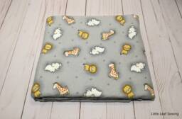 Reversible Baby Blanket, Flannel Blanket, , Elephant, Giraffe, & Lion Gray Boy Girl Blanket - thumbnail 1