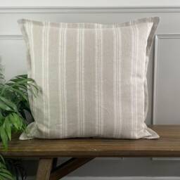 Elena - Striped Washed Linen Oxford Edge Handmade Cushion Cover - The Brunswick Collection - thumbnail 2
