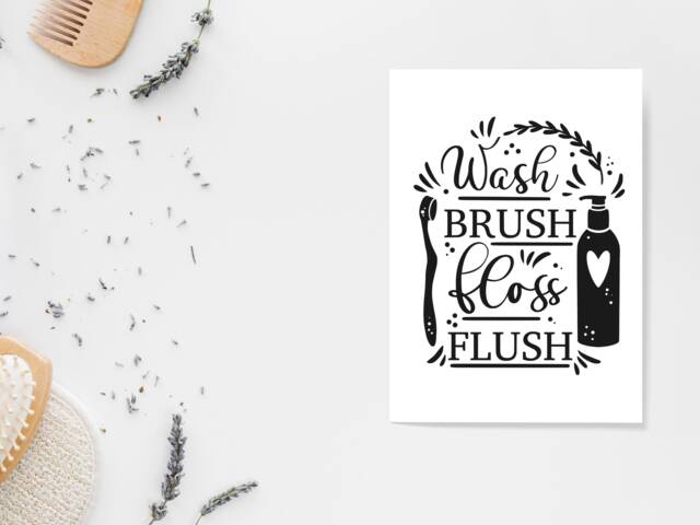Brush Floss Flush Bathroom Print - Toilet Cloakroom Wall Home Gift Bespoke Poster A5 A4 A3 Framed - image 1