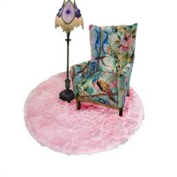 Plush Faux Fur Round Rug - Sheepskin Style, Usa Made - thumbnail 4