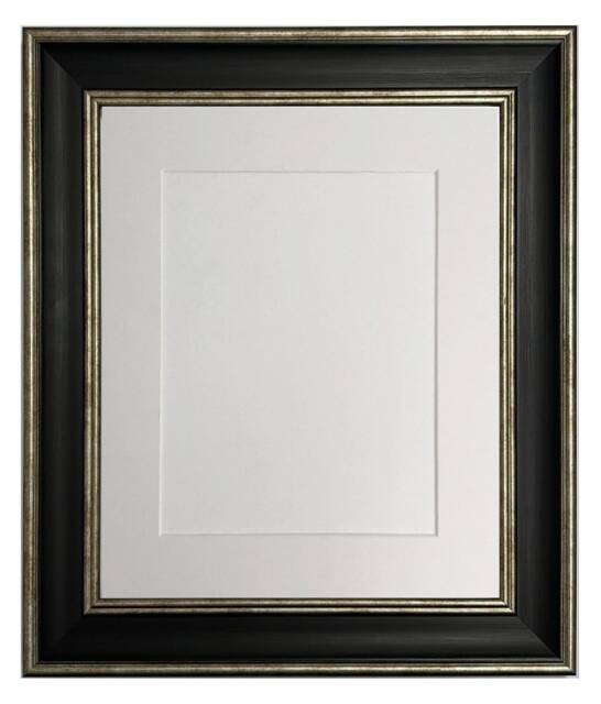 Scandi Black & Distressed Silver Picture Frame With White Mount - image 1