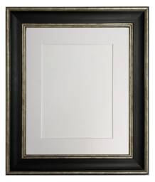 Scandi Black & Distressed Silver Picture Frame With White Mount - thumbnail 1