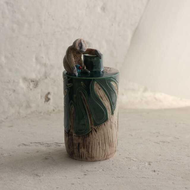Handmade Vervet Monkey Ceramic Vase Animal Sculpture Flower Pot - image 1