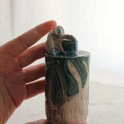 Handmade Vervet Monkey Ceramic Vase Animal Sculpture Flower Pot - thumbnail 2