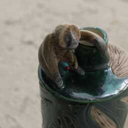 Handmade Vervet Monkey Ceramic Vase Animal Sculpture Flower Pot - thumbnail 3