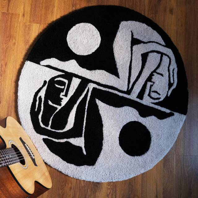Yin Yang Human Tufted Rug, Handmade Yin-Yang Circle Custom Rug - image 1