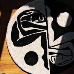 Yin Yang Human Tufted Rug, Handmade Yin-Yang Circle Custom Rug - thumbnail 2