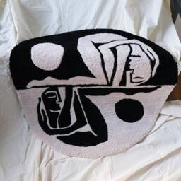 Yin Yang Human Tufted Rug, Handmade Yin-Yang Circle Custom Rug - thumbnail 4