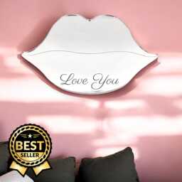 Lips Shaped Mirrors With A White Acrylic Backing & Hooks, Bespoke Shapes Made, Engraving Services