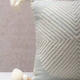 Light Blue Cotton Embroidered Bohemian, Bali Style Pillow Cover, Decorative Handmade Throw Cover, Cover Wlcc037 - thumbnail 2