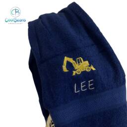 Construction Digger Towel - Personalised Face Cloth/Hand Bath = Embroidered - thumbnail 2