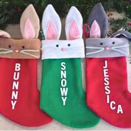 Personalised Bunny Christmas Stocking Fleece Pet Gift, Custom Rabbit Stocking - thumbnail 4
