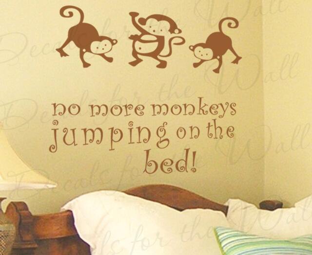 No More Monkeys Jumping On Bed Girl Or Boy Room Kid Baby Nursery Wall Decal Saying Vinyl Lettering Decoration Quote Sticker Art Decor B34 - image 1