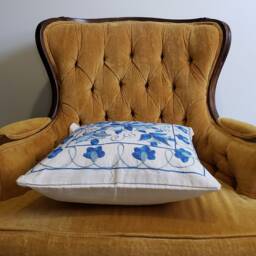Suzani Pillow Case, Cushion Cover, Embroidered Crocheted Pillow, Handmade - thumbnail 3