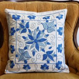 Suzani Pillow Case, Cushion Cover, Embroidered Crocheted Pillow, Handmade - thumbnail 2