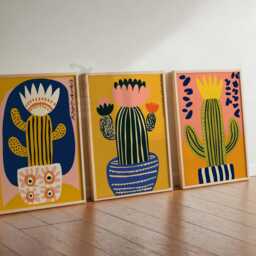 Mexica Cactus Wall Art, Japanese Poster, Mexican Print Set, Abstract Plant Colorful Botanical Decor, Modern Artwork, Bold Art - thumbnail 3