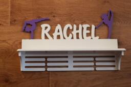Personalized Birthday Gift For Sport Girl Daughter Gymnastic Name Wall Wood Decor Trophy Shelf Medal Holder Custom Cheer Rack Hanger - thumbnail 1