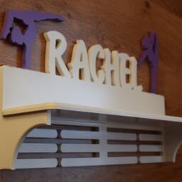 Personalized Birthday Gift For Sport Girl Daughter Gymnastic Name Wall Wood Decor Trophy Shelf Medal Holder Custom Cheer Rack Hanger - thumbnail 2