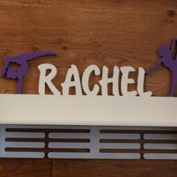 Personalized Birthday Gift For Sport Girl Daughter Gymnastic Name Wall Wood Decor Trophy Shelf Medal Holder Custom Cheer Rack Hanger - thumbnail 3
