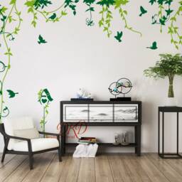 Hanging Vines Wall Decal, Birdcage, Flying Birds, Nursery Sticker - thumbnail 2