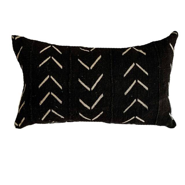 Black Mud Cloth Pillow Cover, Tribal Lumbar - image 1