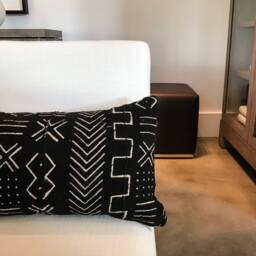 Black Mud Cloth Pillow Cover, Tribal Lumbar - thumbnail 2