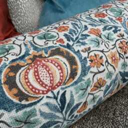"Pumpkin Floral Cushion, Decorative Cushion Bolster 16"" X 6" - thumbnail 2