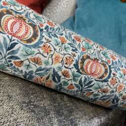 "Pumpkin Floral Cushion, Decorative Cushion Bolster 16"" X 6" - thumbnail 3