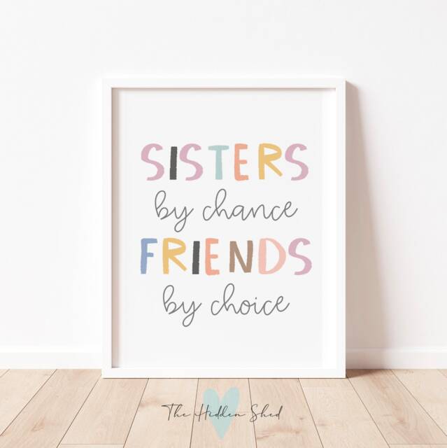 Sisters By Chance Friends Choice Print - Modern Girls Bedroom Art - image 1