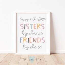 Sisters By Chance Friends Choice Print - Modern Girls Bedroom Art - thumbnail 2
