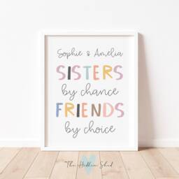 Sisters By Chance Friends Choice Print - Modern Girls Bedroom Art - thumbnail 3