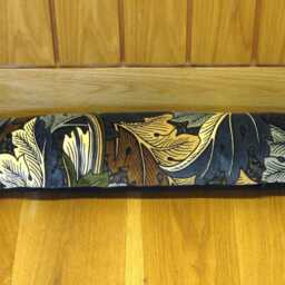 Draught Excluder, William Morris Acanthus Door Stopper, Navy Blue, Grey & Green Velvet Draft Window Draught Dodger - thumbnail 3