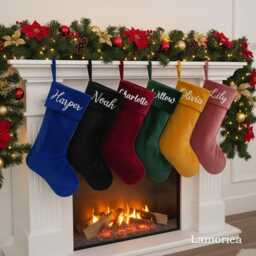 Personalized Velvet Christmas Stockings, Family Decoration, Holiday Decorations, Xmas Gifts, Gift For - thumbnail 3
