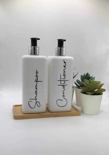 Personalised White Square Soap Dispenser Bottle With Black/Silver Pump 250Ml & 500Ml - image 1