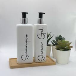 Personalised White Square Soap Dispenser Bottle With Black/Silver Pump 250Ml & 500Ml - thumbnail 2