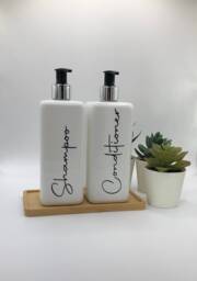 Personalised White Square Soap Dispenser Bottle With Black/Silver Pump 250Ml & 500Ml - thumbnail 1