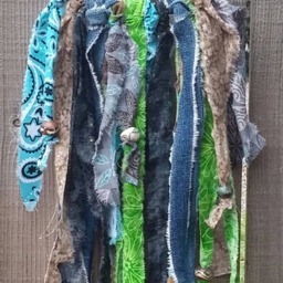 Dream Catcher, Dreamcatcher Denim, Southwestern Wall Art, Tribal Home Decor, Beaded Hanging, Fabric Talisman, Spiritual Art Dc6 - thumbnail 3