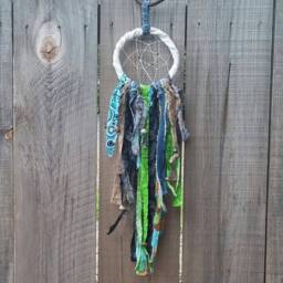 Dream Catcher, Dreamcatcher Denim, Southwestern Wall Art, Tribal Home Decor, Beaded Hanging, Fabric Talisman, Spiritual Art Dc6 - thumbnail 2