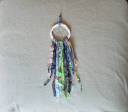 Dream Catcher, Dreamcatcher Denim, Southwestern Wall Art, Tribal Home Decor, Beaded Hanging, Fabric Talisman, Spiritual Art Dc6 - thumbnail 1
