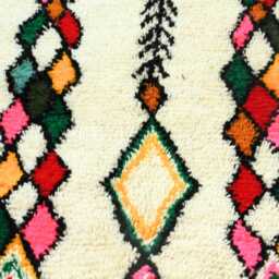 Handmade Beni Ourain Rug Authentic Moroccan Wool Carpet, Ivory Diamond Design - thumbnail 4