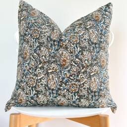 Indian Block Print Pillow Coven , Cotton Voile Hand Mede - thumbnail 2