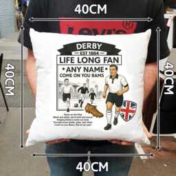 Personalised Retro Derby Football Cushion. With Any Name. Fan Cushion. County Personalised Gift - thumbnail 3