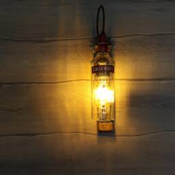 Handmade Smirnoff Vodka Bottle Wall Lamp Reclaimed Oak Bar Decor Light - thumbnail 2