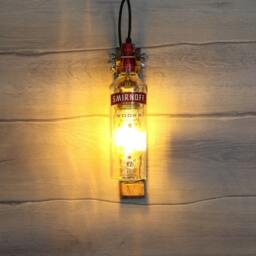Handmade Smirnoff Vodka Bottle Wall Lamp Reclaimed Oak Bar Decor Light - thumbnail 3