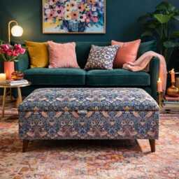 William Morris Storage Ottoman, Handmade Footstool Trunk - thumbnail 1