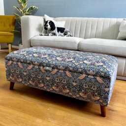 William Morris Storage Ottoman, Handmade Footstool Trunk - thumbnail 2