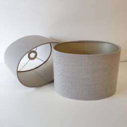 Feather Grey Oval Lampshade in Linen With Champagne Lining
