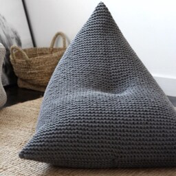 Knitted Cotton Kids Bean Bag Chair Cover - Dark Grey - Unfilled - thumbnail 3