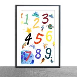 Personalised Space Dinosaur, Planets & Numbers Prints - Set Of Two Children's Kids Nursery Bedroom Playroom Prints Trex Gift - thumbnail 3